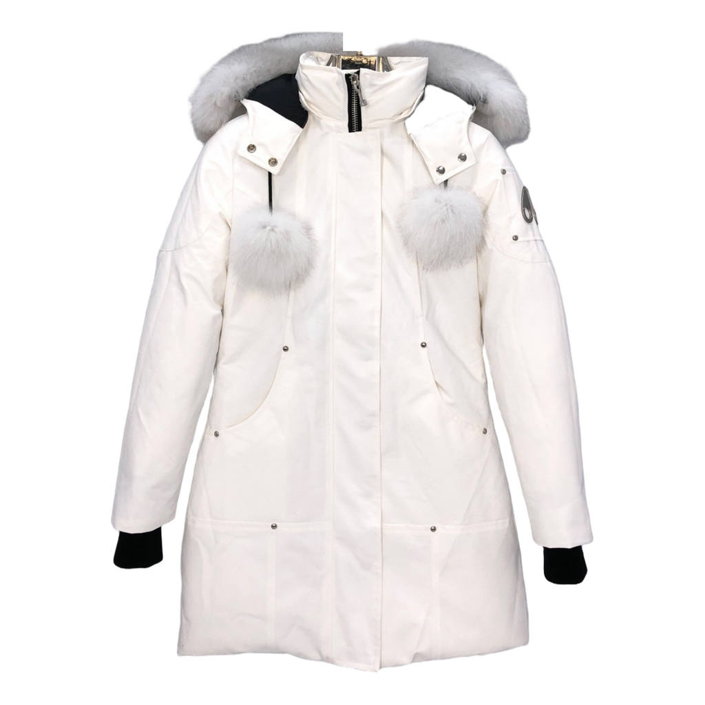 Moose Knuckles Stirling Pom-Pom Parka – White Fur Trim