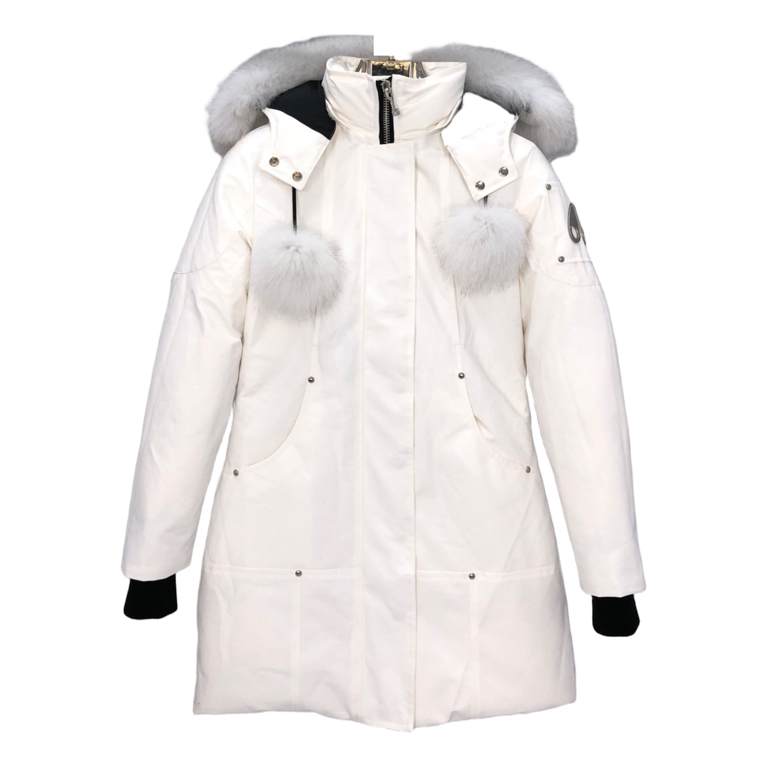 Moose Knuckles Stirling Pom-Pom Parka – White Fur Trim