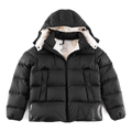 Moncler Contrast-Lined Logo-Hood Puffer Jacket – Black Logo Hood Contrast Lining Premium Down