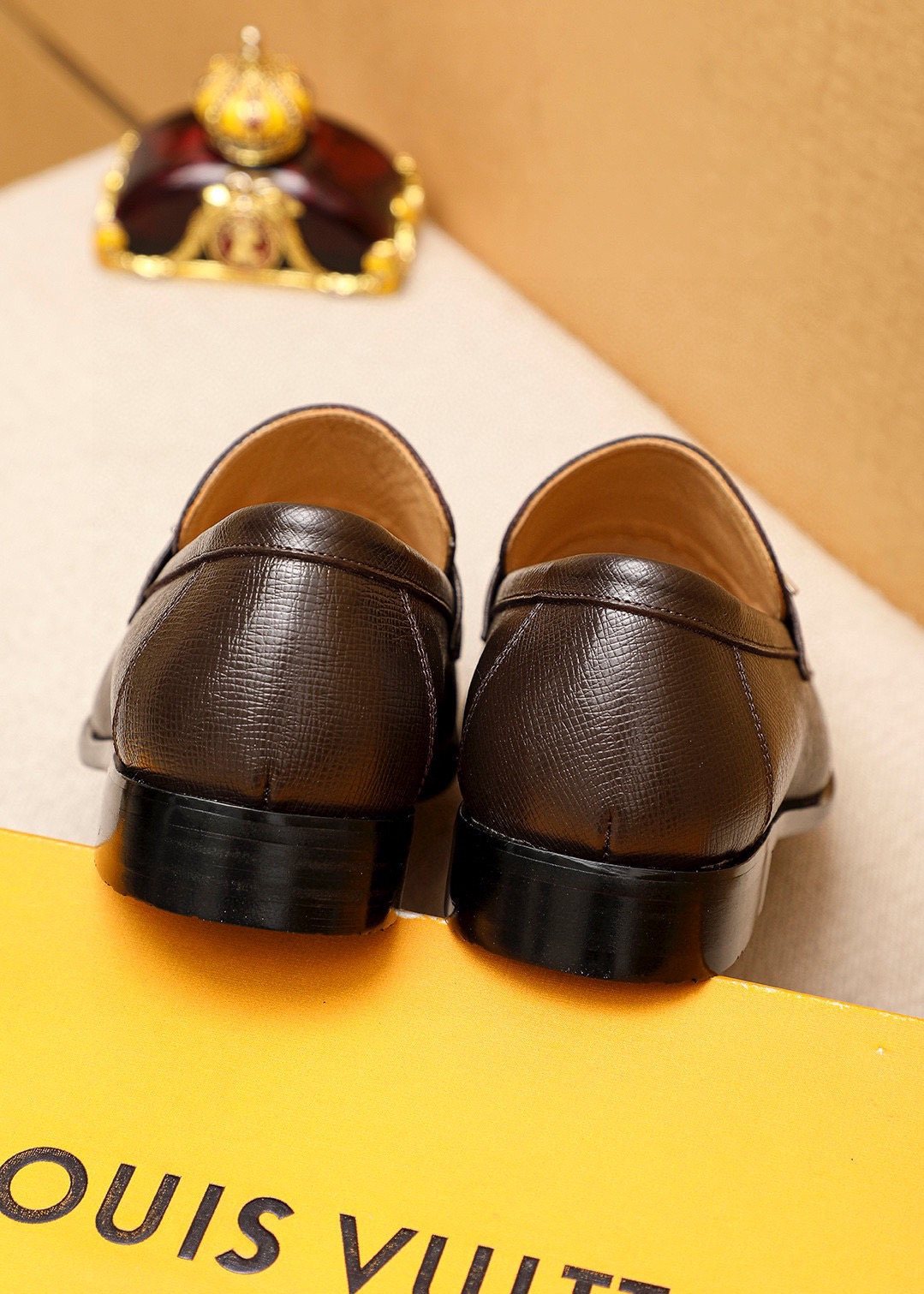 Louis Vuitton Dark Brown Textured Loafers - Leather Lining