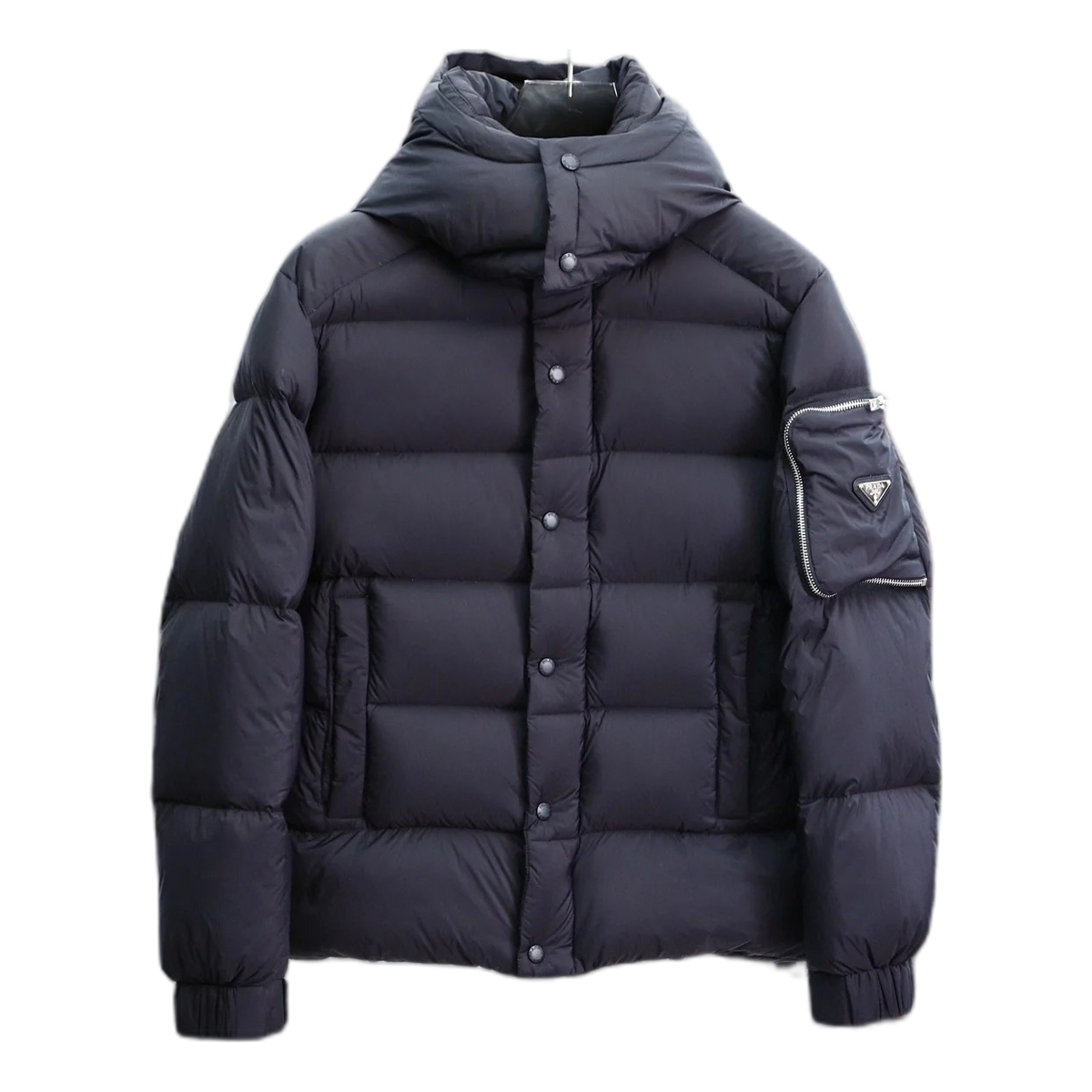 Prada Hooded Puffer Jacket – Signature Sleeve Pouch